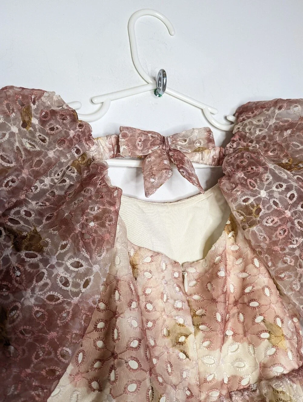 NWT Noralee Nina Blush Pink Cream Eyelet Lace Puff Sleeve Peonie Floral Dress 6